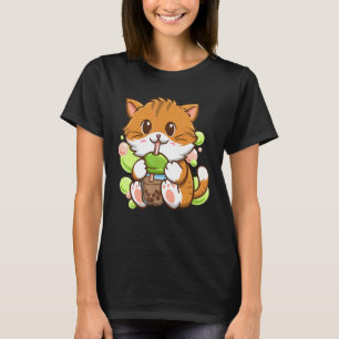 Camiseta Chá-Chá-Gato Boba Tea Drinker Tapioca-Balls