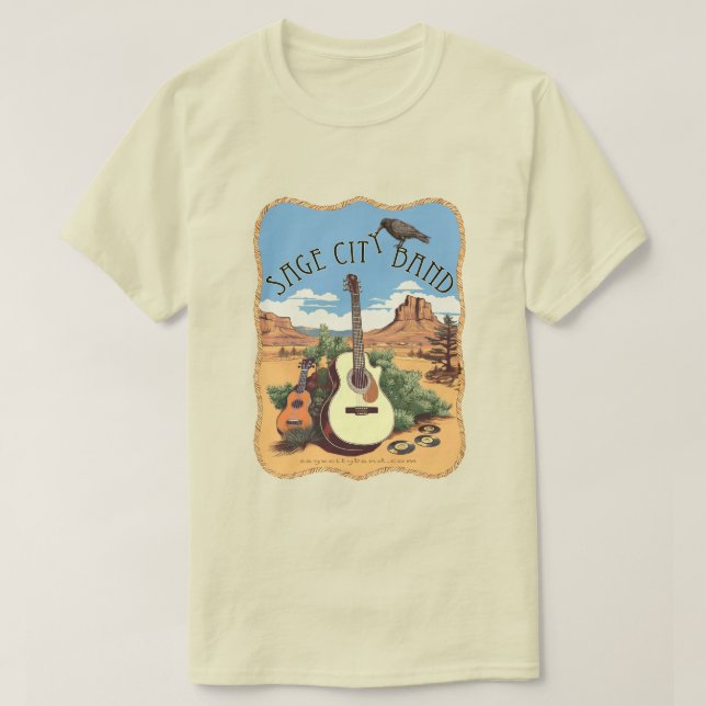 Camiseta Chá com banda de design de Sage City. (Frente do Design)