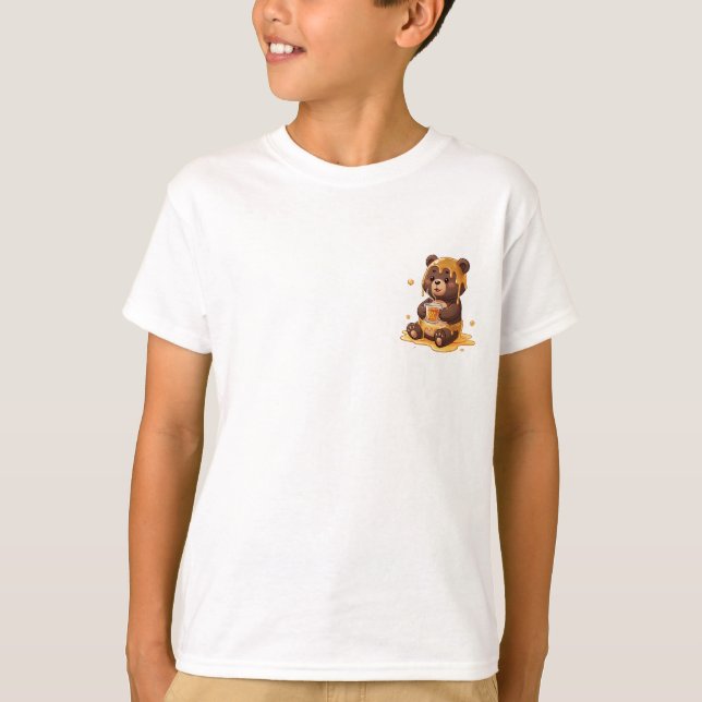 Camiseta Chá da Hora do Urso de Mel Doce Crianças (Frente)