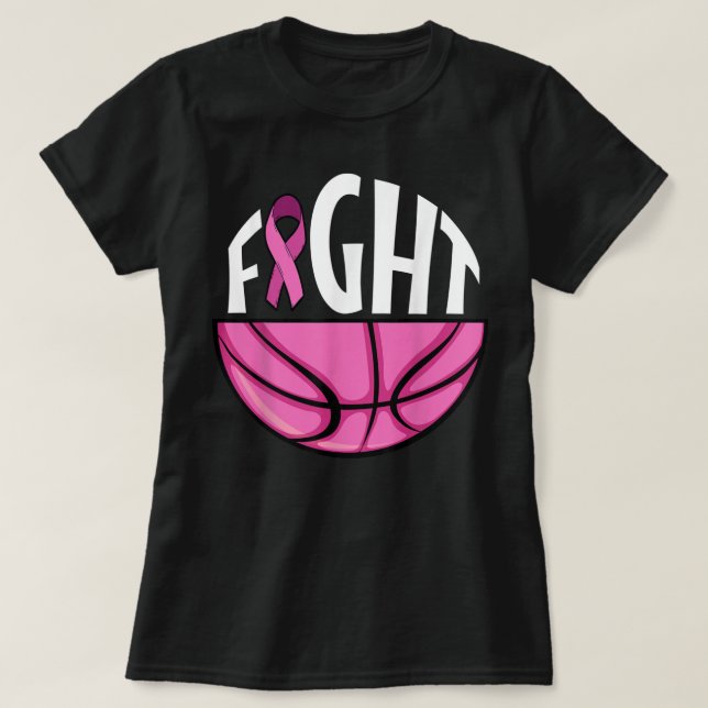 Camiseta Chá de basquete cor-de-rosa para sensibilização do (Frente do Design)
