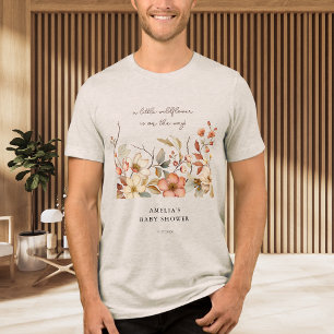 Camiseta Chá de Bebê Aquarela de Flores Silvestres Rústicas