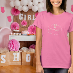 Camiseta Chá de Bebê Arco-íris Rosa Menina Coquete Mamãe Pe