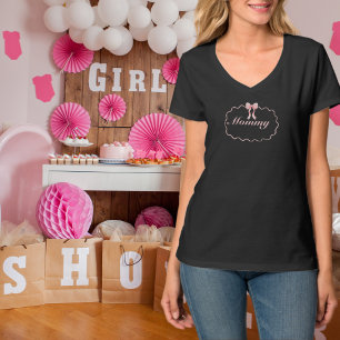 Camiseta Chá de Bebê Arco-íris Rosa Menina Coquette Mamãe P
