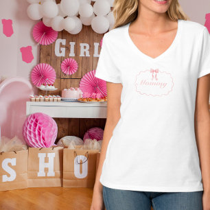 Camiseta Chá de Bebê Arco Rosa Menina Coquete Mamãe Persona