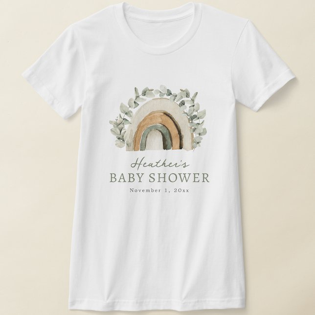 Camiseta Chá de Bebê Boho Arco-íris (Boho Rainbow Baby Shower T-Shirt by Painted Paperie
)