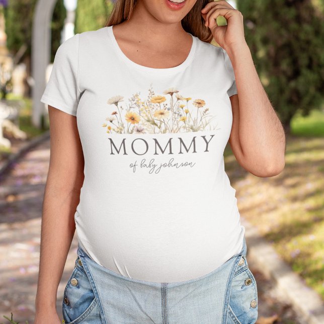 Camiseta Chá de Bebê Boho Wildflowers Mamãe (Criador carregado)