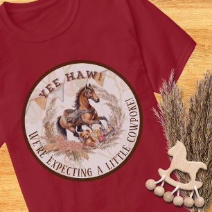 Camiseta Chá de Bebê Cavalo de Balanço Velho Oeste Vintage