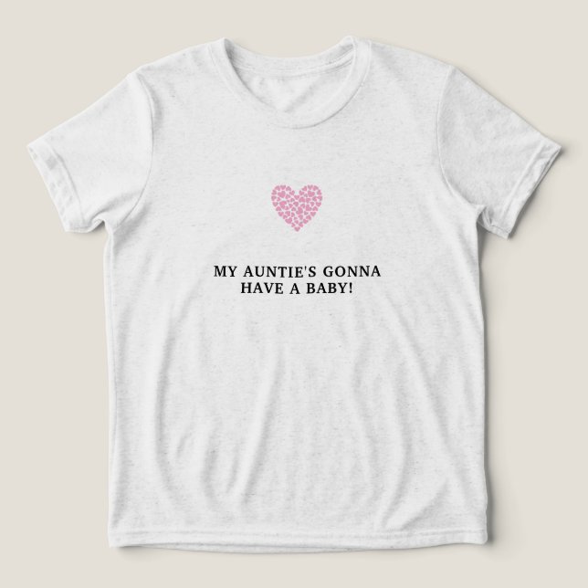 Camiseta Chá de Bebê Coração Rosa (Design frontal)