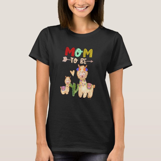 Camiseta Chá de Bebê da Lhama Futura Mamãe (Frente)