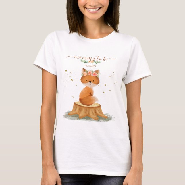 Camiseta Chá de Bebê da Raposa Rústica MÃE PARA SER (Frente)