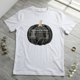 Camiseta Chá de Bebê de Abóbora Pequena Preta Gótica para a