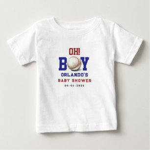 Camiseta Chá de Bebê de Beisebol de Menino Festa Esportiv