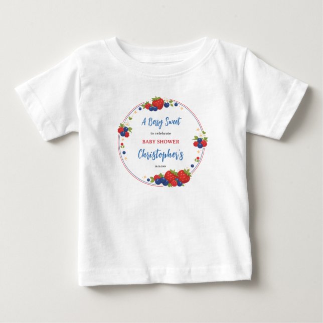 Camiseta Chá de Bebê Doce de Morango e Mirtilo (Frente)