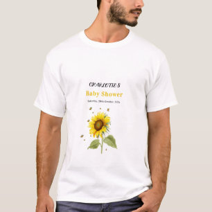 Camiseta Chá de Bebê Família com Girassóis e Borboletas