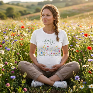 Camiseta Chá de Bebê Jardim de Flores Silvestres Baby in Bl
