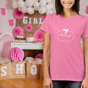 Camiseta Chá de Bebê Laço Elegante Menina Coquete Mamãe Per