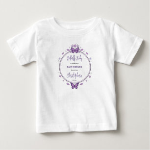 Camiseta Chá de Bebê Menina Borboleta Roxa