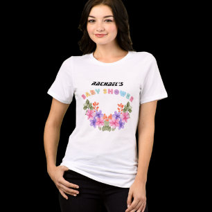 Camiseta Chá de Bebê Menina Floral Rosa Claro