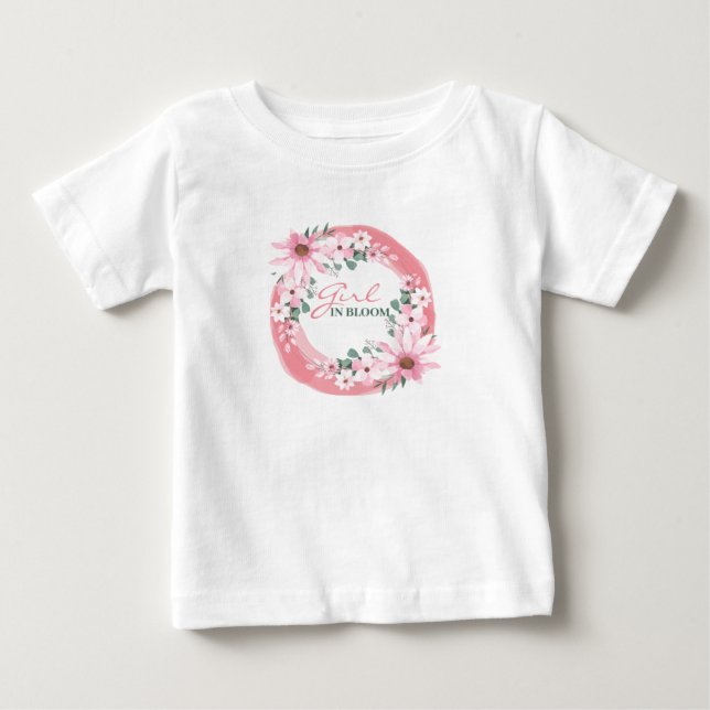 Camiseta Chá de Bebê Menina Rosa Bege (Frente)