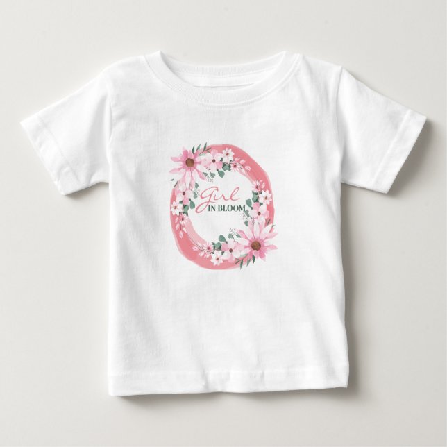 Camiseta Chá de Bebê Menina Rosa Bege (Frente)