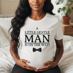Camiseta Chá de Bebê Menino Pequeno Cavalheiro a Caminho Gr