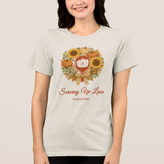 Camiseta Chá de Bebê Retro com Abóboras e Pickleball (Frente)