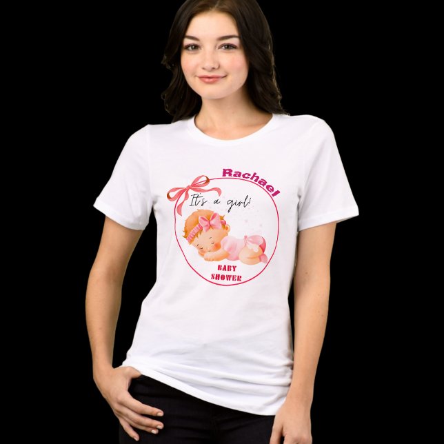 Camiseta Chá de Bebê Rosa, Chá de Bebê Menina (Criador carregado)