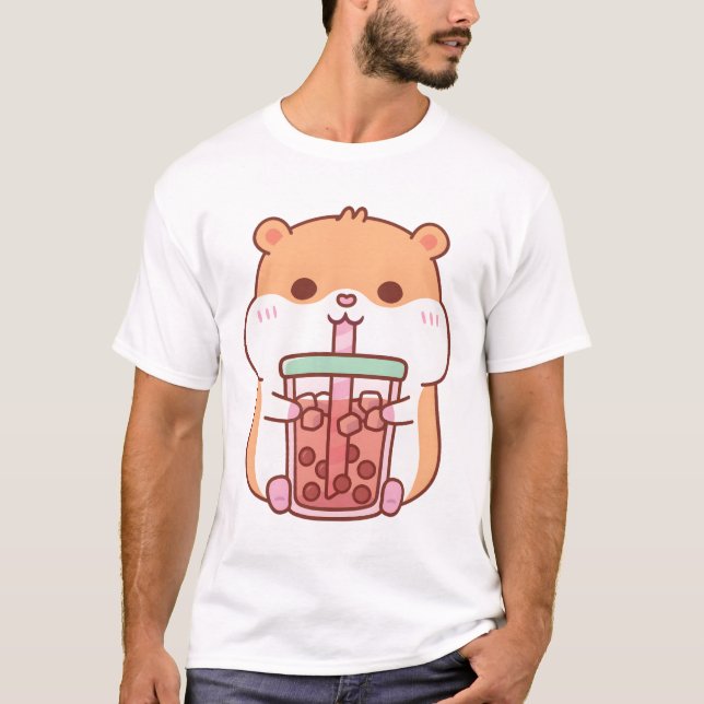 Camiseta Chá de Bebendo de Hamster Chubby (Frente)