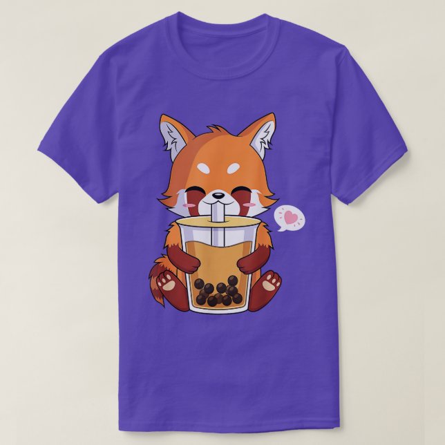 Camiseta Chá de Bebendo de Panda Vermelha (Frente do Design)