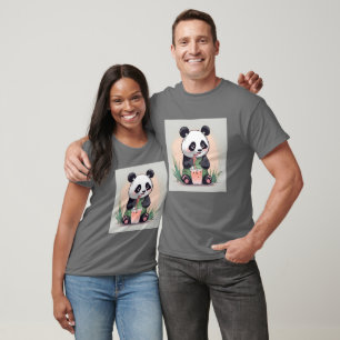 Camiseta Chá de bolha de bebendo de Panda, chá de boba
