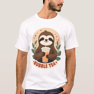 Camiseta Chá de Bolha de Preguiça Vintage Arte de Animal Fo