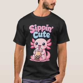 Camiseta Chá de Bolha Kawaii Fofinho Axolote