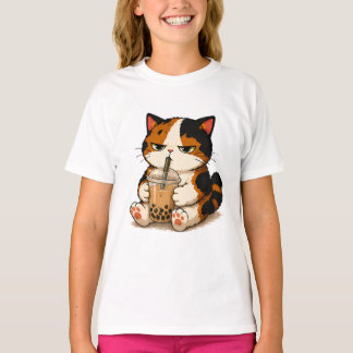 Camiseta Chá de Bolhas de Gato Calico Mal-Humorado 