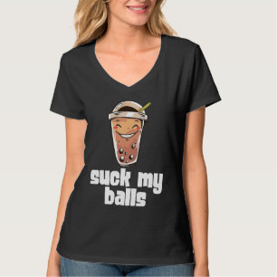 Camiseta Chá de Bolhas Suck My Balls Boba Pérola de Tapioca