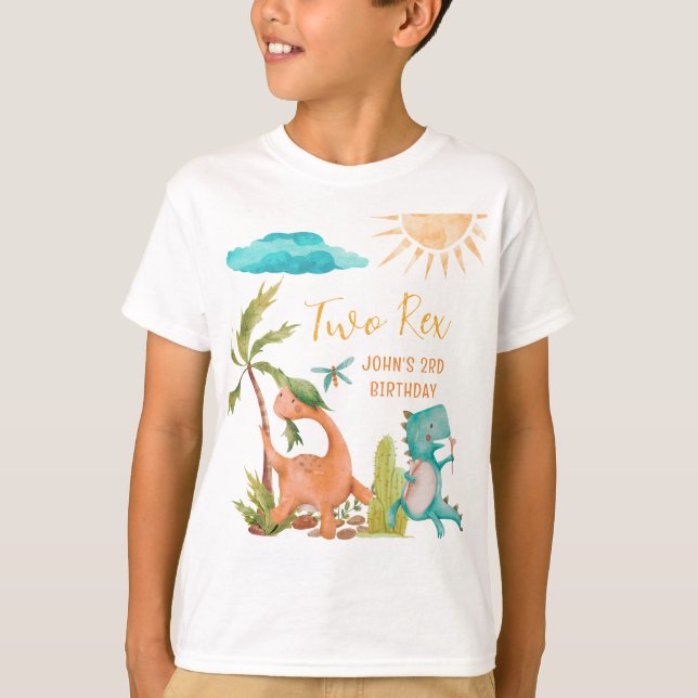 Camiseta Chá de Festa de aniversário Rex do Dinossaur (Frente)