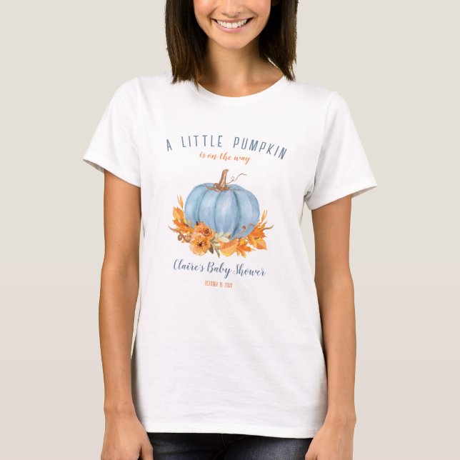 Camiseta Chá de fraldas Blue Pumpkin Fall Boy (Frente)