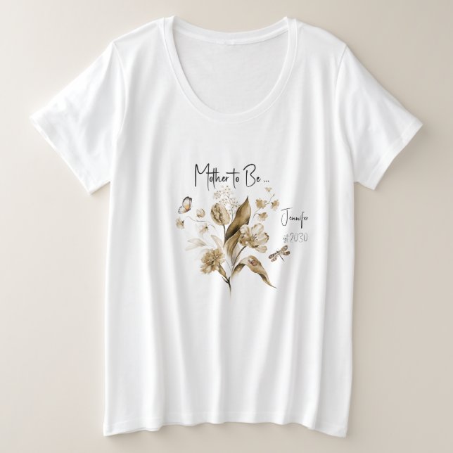 Camiseta Chá de fraldas de Boho Neutro por Sexo-Mãe (Frente do Design)