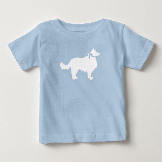 Camiseta Chá de fraldas de Cachorro Collie Puppy Blue Boy (Frente)