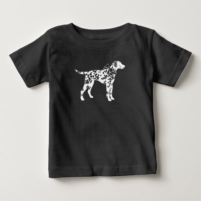 Camiseta Chá de fraldas de Cachorro Dalmático Cinza (Frente)