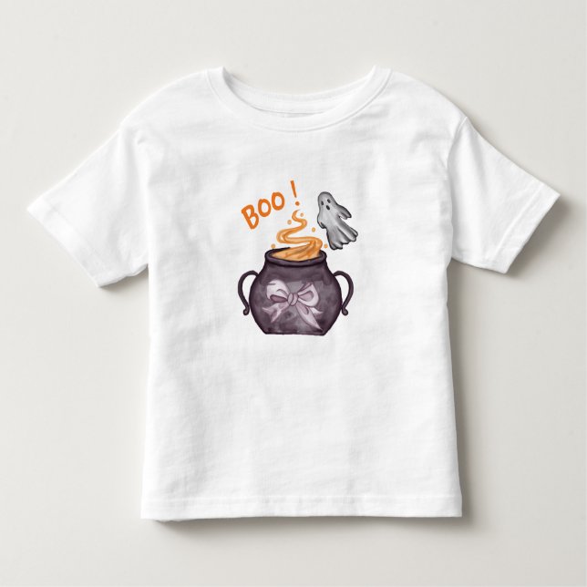 Camiseta Chá de fraldas de Halloween da Casa Fantasma (Frente)