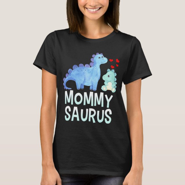 Camiseta Chá de fraldas De Mommysaurus Dinosaur Para Mamães (Frente)