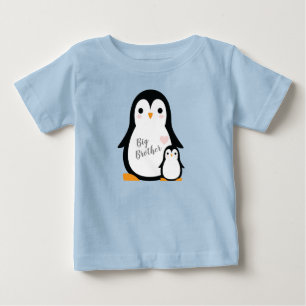 Camiseta Chá de fraldas de pinguim bonito, garoto azul