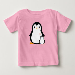 Camiseta Chá de fraldas de pinguim bonito, garoto azul