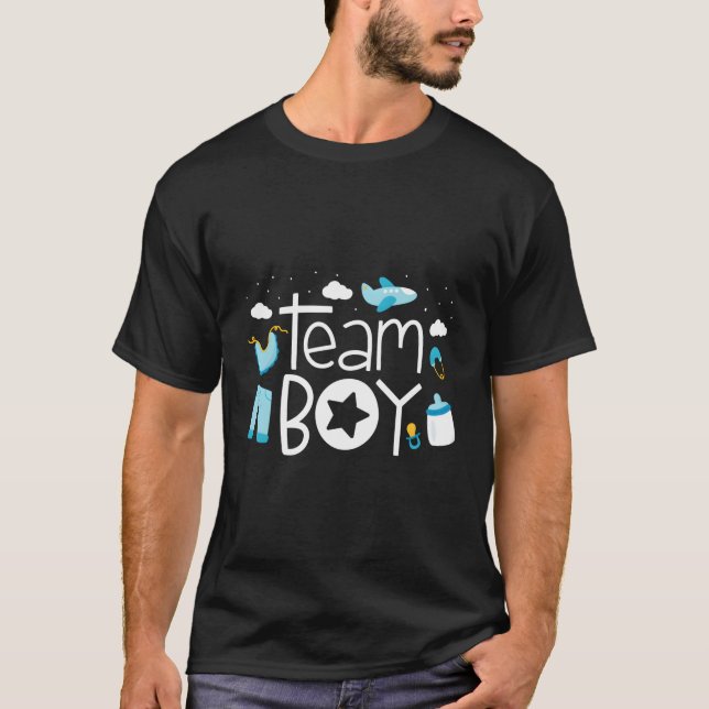 Camiseta Chá de fraldas de Revisão de Gênero do Team Boy (Frente)