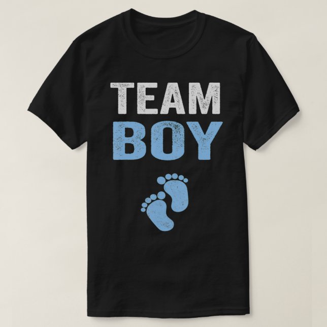 Camiseta Chá de fraldas de Revisão de Gênero do Team Boy (Frente do Design)