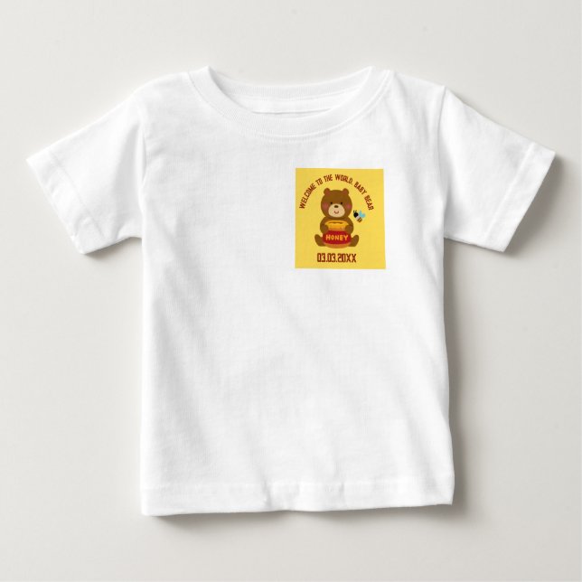 Camiseta Chá de fraldas do Tema do Urso Bonito (Frente)
