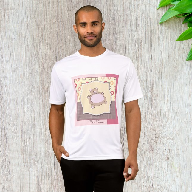 Camiseta Chá de fraldas do Urso de Teddy com Círculos Retro (Criador carregado)