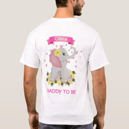 Camiseta Chá de fraldas "Pai a ser" de elefante rosa e Cinz