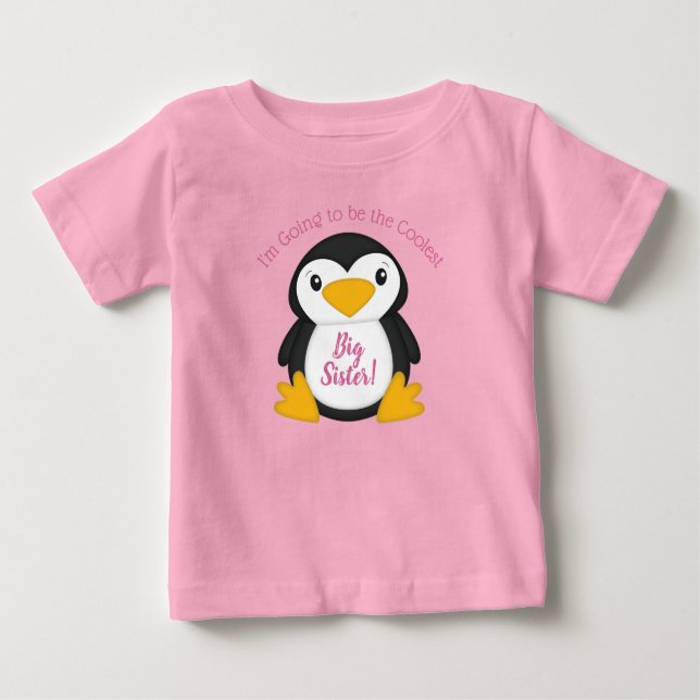 Camiseta Chá de fraldas pinguim rosa (Frente)