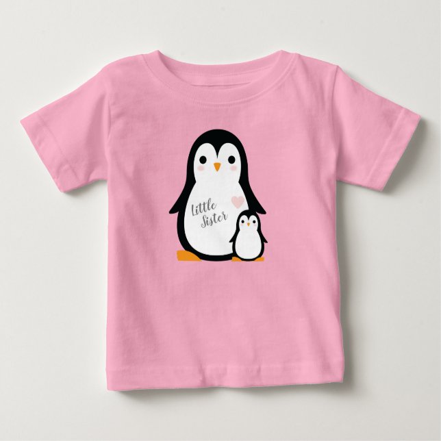Camiseta Chá de fraldas Pinguim Rosa (Frente)